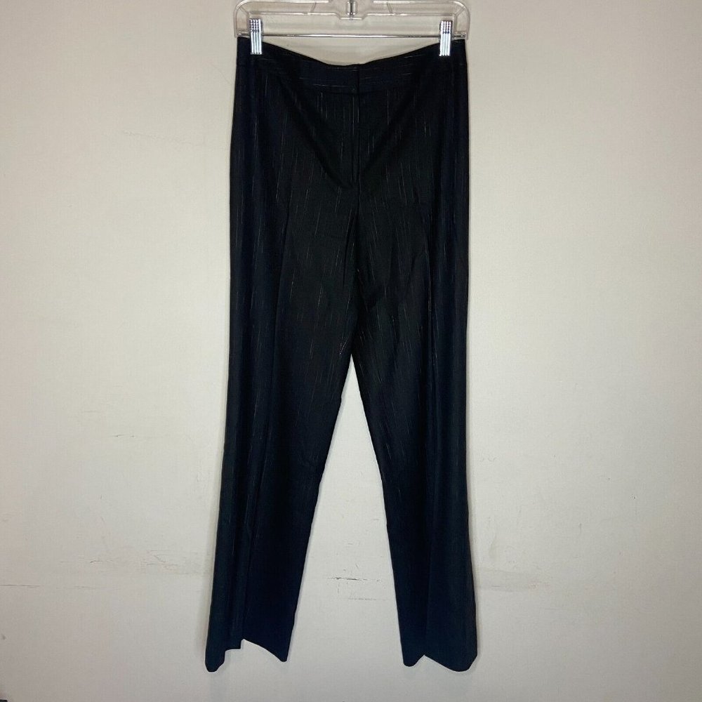 Lafayette 148 Dalton Pant Women 6 Black White Pinstripe Straight Leg Full Length